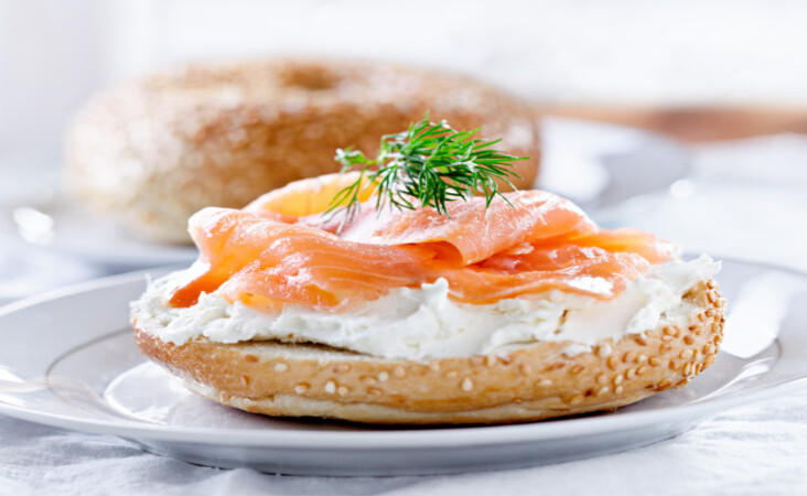 Smoked Salmon Pearl Cream Cheese Bagels