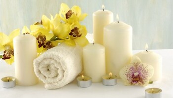 Spa towels and candles